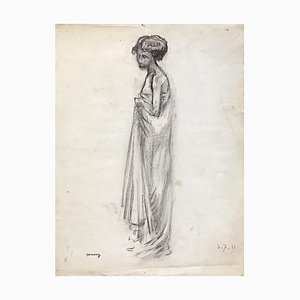 Charles Émile Moses Hornung, Jeune femme en robe de soirée, 1911, Crayon sur Papier