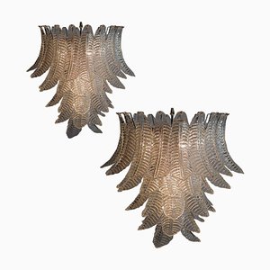 Italian Leaf Chandeliers in the Style of Barovier & Toso, Murano, Set of 2