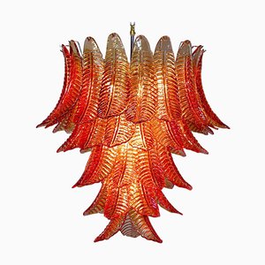 Lámpara de araña italiana con hojas al estilo de Barovier & Toso
