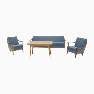 Mid-Century Living Room Set With Daybed, Armchairs & Table, 1960s, Set of 4