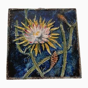 Abstract Flower Ceramic Wall Hanging from Karlsruher Majolika