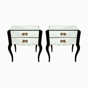 French Mirrored Nightstands, 1960s, Set of 2