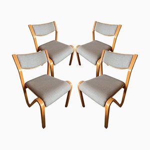 French Stacking Chairs in the Manner of Alvar Alto, 1960s, Set of 4