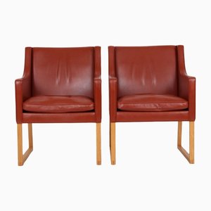 Oak and Leather Model 3246 Armchairs by Børge Mogensen for Fredericia, Set of 2