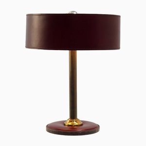 Burgundy Table Lamp in the Manner of Jacques Adnet