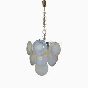 Lámpara de araña italiana con discos de cristal de Murano de Mazzega, años 50