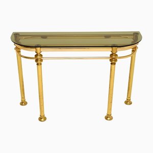 Vintage Brass & Glass Console Table, 1970s