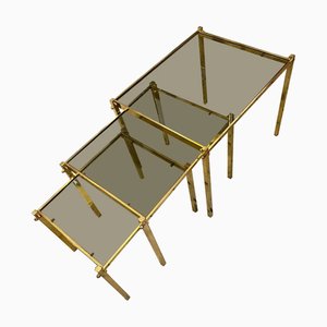 Mid-Century Italian Modern Solid Brass Nesting Tables, 1960s, Set of 3