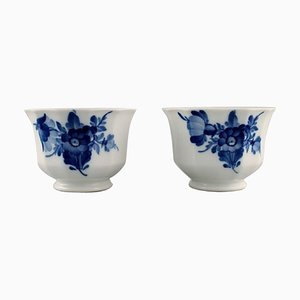 Tazze angolari floreali blu senza manici di Royal Copenhagen, set di 2
