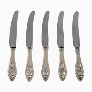 Antike Bell Lunch Messer aus Sterling Silber von Georg Jensen, 5er Set