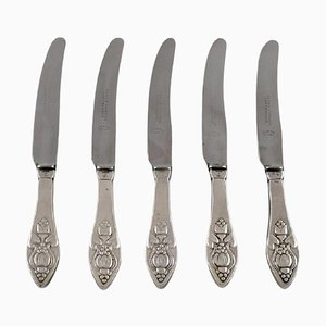 Antique Bell Lunch Knives in Sterling Silver from Georg Jensen, Set of 5