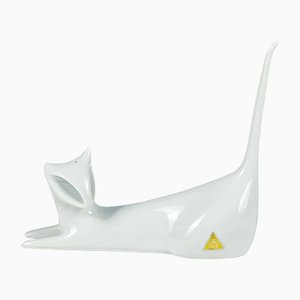 Porta a forma di gatto in ceramica bianca di Royal Dux Bohemia, anni '60