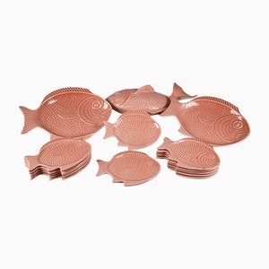 Salmon Colored Plates, Set of 15