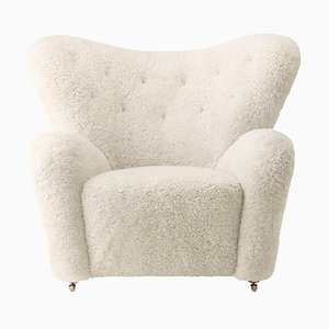 Off White Sheepskin the Tired Man Lounge Chair from by Lassen