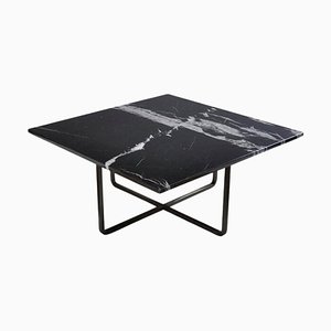 Table Basse Ninety Medium en Marbre Marquina Noir et Acier Noir par Ox Denmarq