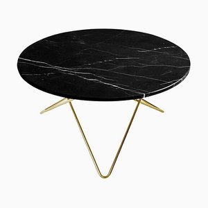 Table Basse O en Marbre Marquina Noir et Laiton par Ox Denmarq