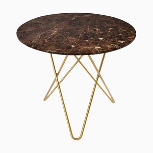 Brown Emperador Marble and Brass Dining O Table by Ox Denmarq