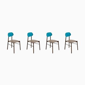 Turquoise Beech Structure Lacquered Bokken Chair by Colé Italia, Set of 4