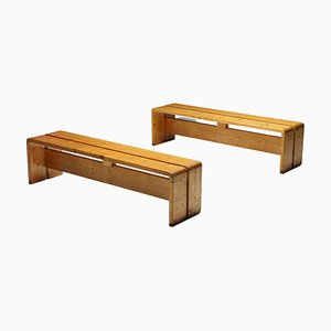 Mid-Century Modern Two-Person Bench by Charlotte Perriand for Les Arcs, 1960s