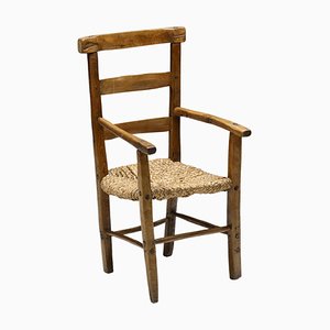 Wabi-Sabi Rustic Cord Chair in French Craftsmanship, 1940s