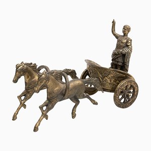 Vintage Brass Roman Chariot Figure, 1950s