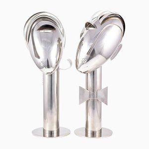Franz Hagenauer, Busts, 1970s, Silver, Set of 2