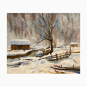 Ernst Huber, Winter Landscape, 1943, Oil on Canvas