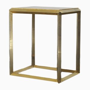 French Side Table in Travertine and Brass