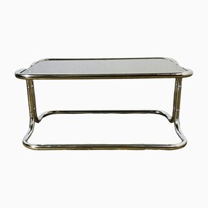 Vintage Coffee Table in Smoked Glass and Chrome by Tim Bates for Pieff, 1970s