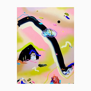 Sara Hoque, Neon Paths, Acrylic on Paper