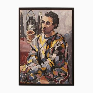 Portrait d'un Homme, 1940s, Huile sur Carton