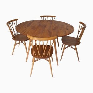 Chairs and Dining Table by Lucian Ercolani for Ercol, Set of 5
