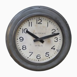 Galvanized Metal Station or Factory Electric Clock, 1950s