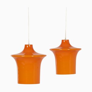 Orange Opal Glass B-1204 Pendants from Raak, 1960s, Set of 2