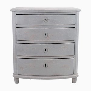 Gustavian Grey-Painted Chest of Drawers with a Curved Front and 4 Drawers