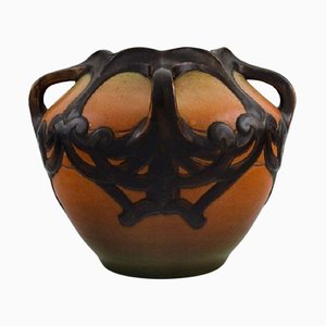 Jugendstil Vase aus handbemalter glasierter Keramik, Ipsens, Dänemark, 1920er