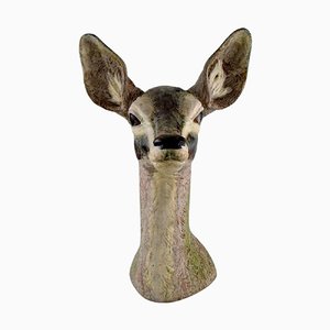 Large Spanish Deer Sculpture in Glazed Ceramic from Lladro, 1970s