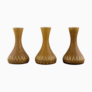 Relief Vases in Glazed Stoneware by Jens H. Quistgaard for Bing & Grondahl, Set of 3