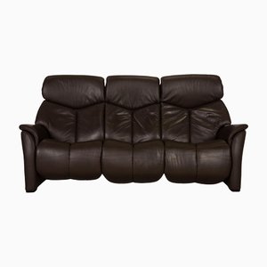 Brown Hukla Leather Three-Seater Couch with Relaxation Function