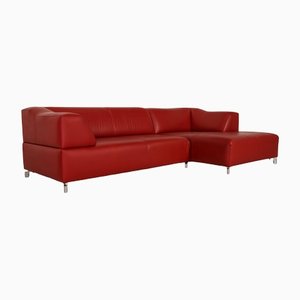 Red Leather Leolux Faya Lobi Corner Sofa
