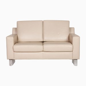 Cream Leather Flex Plus Two-Seater Couch by Ewald Schillig