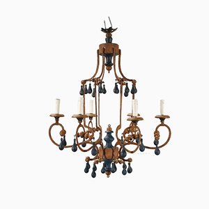 Metal and Lacquered Wood Chandelier