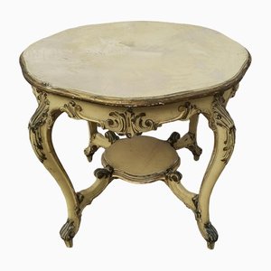 Louis XV Italian White and Gold Lacquered Living Room Coffee Table, 1950s