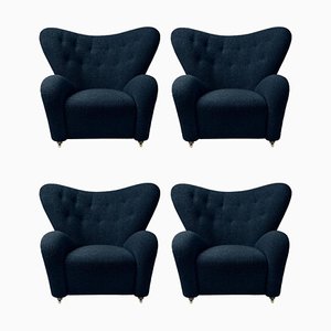 Blue Sahco Zero The Tired Man Lounge Chairs from by Lassen, Set of 4