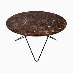 Brown Emperador Marble and Black Steel O Coffee Table by Ox Denmarq