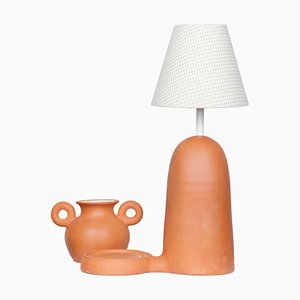 Bloom Terracotta Lamp + Vase by Lola Mayeras, Set of 2