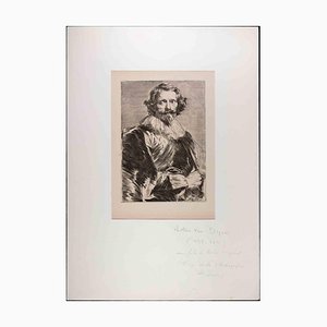 After Antoon Van Dyck, Portrait, Grabado original, siglo XIX