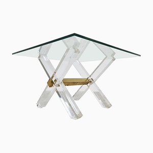 Coffee Table in Brass and Lucite, 1970s
