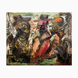 Renjie Gao, Three Musketeers, 2022, óleo sobre lienzo