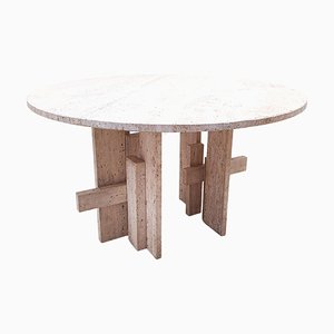 Mid-Century Modern Italian Dining Table in Travertine, 1970s